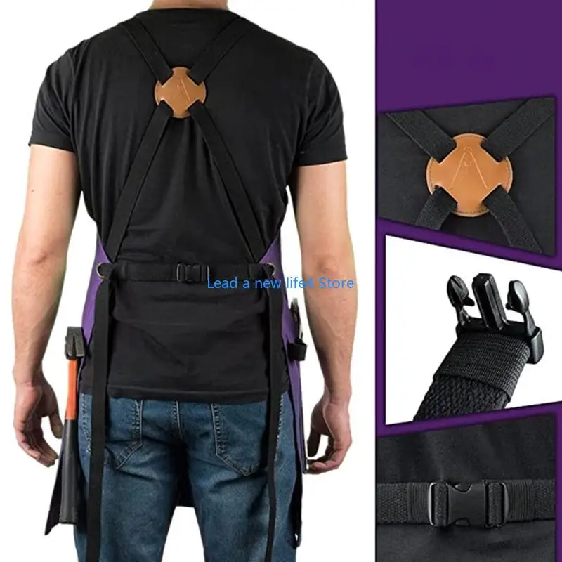 Y55E Stenffy Multifunzionale Apron Durevole tela durevole, cinturini croce regolabili, tasche multiple per barbecue, cucina
