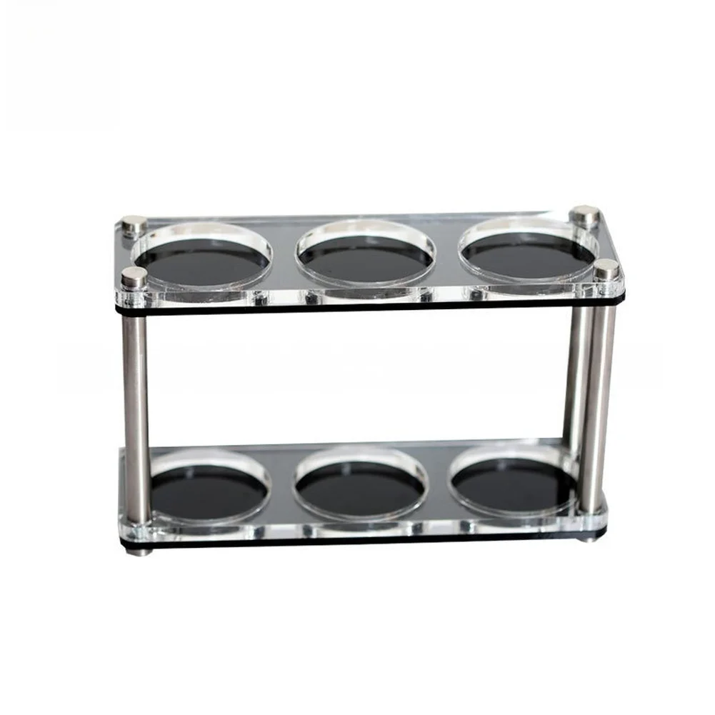Saucer Storage Rack Acrylic Cup Holder Two-tier Storage Acrylic Material Stainless Steel Supports For Coffee Cups