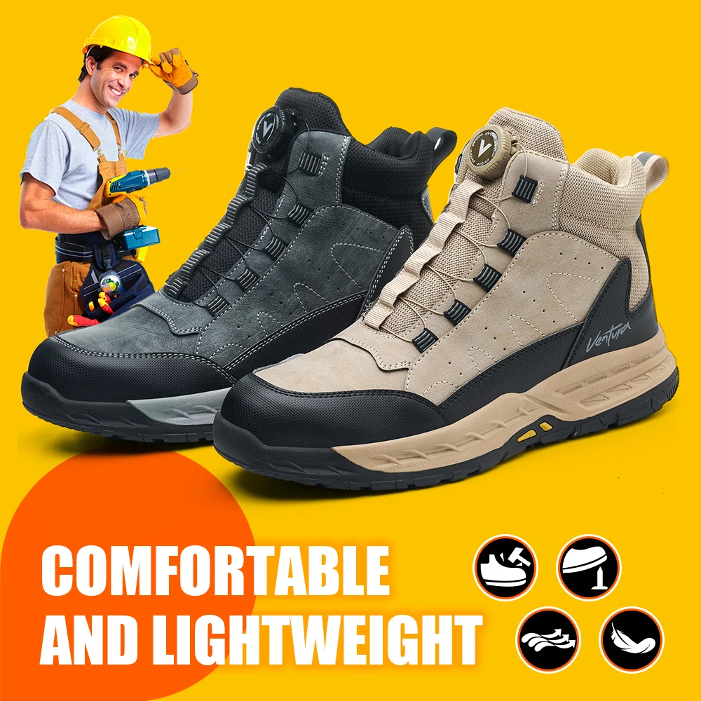 

High-top steel head anti-smash anti-stabbing safety shoes breathable and comfortable wear-resistant non-slip work shoes for men