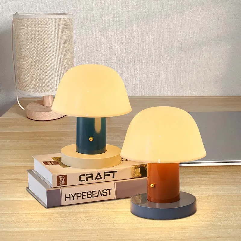 Denmark Designer Mushroom Table Lamp for Kitchen Bedside Foyer Study USB Recharge Home Art Decor Portable Setago PC Night Light