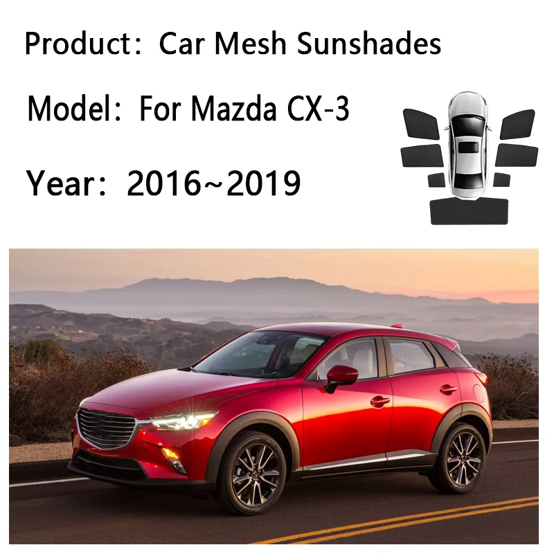 For Mazda CX-3 CX3 2018 2016~2019 Car Sunshades Privacy Mesh Curtains Windshield Heat Insulation Sunscreen Visors Accessories view 2