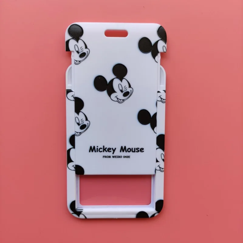 Disney Mickey Minnie Mouse niños ID insignia de negocios funda para tarjetas marco ABS funda para empleado cordón para estudiantes titular de la tarjeta de nombre