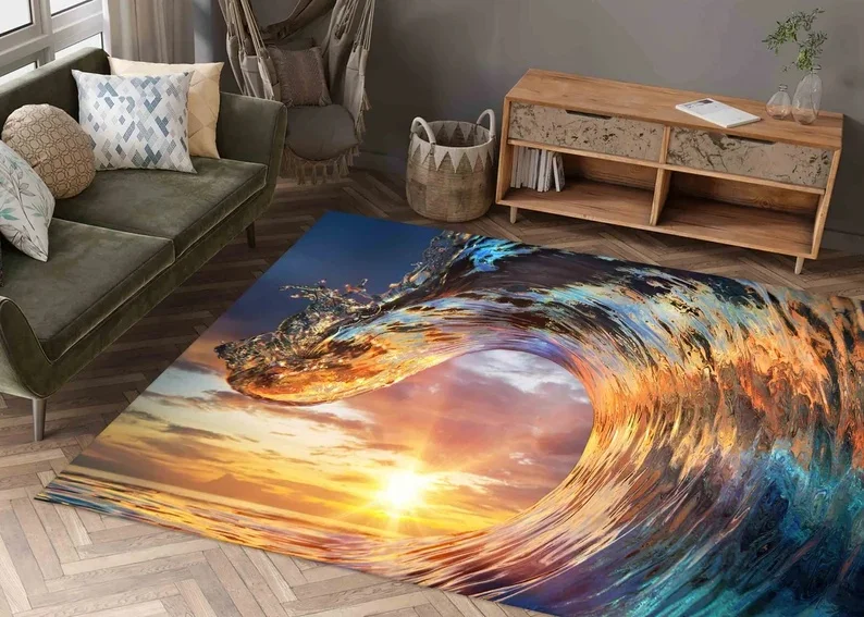 موجة الساحل السجاد شروق الشمس غروب الشمس نمط السجاد المحيط سلسلة غرفة المعيشة غرفة نوم سجادة كبيرة ديكور المنزل البساط #2