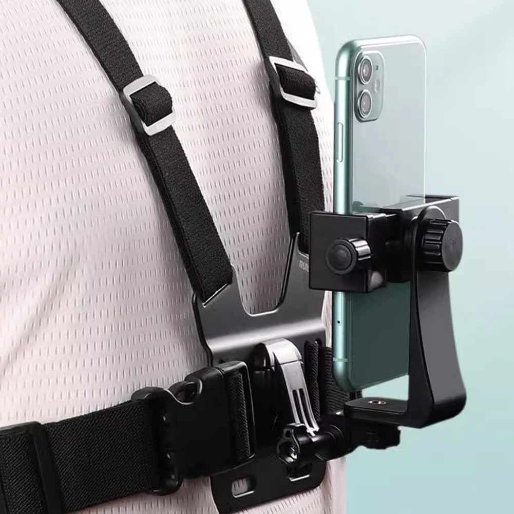 Phone Chest Mount Harness Holder Adjustable Chesty Harness Strap Vest & Body Holder for Most Cell Phones Action Cameras POV/VLOG