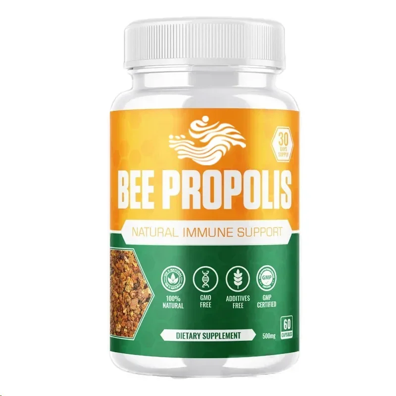 60 Capsules Propolis Extract Capsules, Natural Immune Enhancer, Non Gmo Gluten Free 500mg Contains Bean Powder