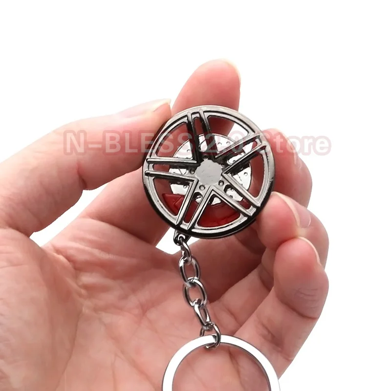 Car Key Chain High Quality Durable Personality Unique Creative Car Modified Calipers Brake Disc Wheel Tire Metal Tire Key Chain