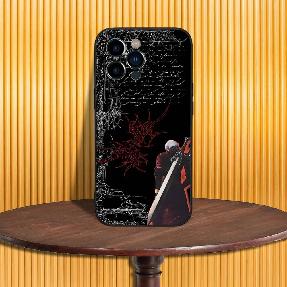Casing Ponsel Dante D-Devil M-May Cry D-DMC2 Untuk iPhone 17,16,15,14,13,12,11,Pro,Max,Plus,X,XS,SE4,E,Mini, Casing Hitam Lembut