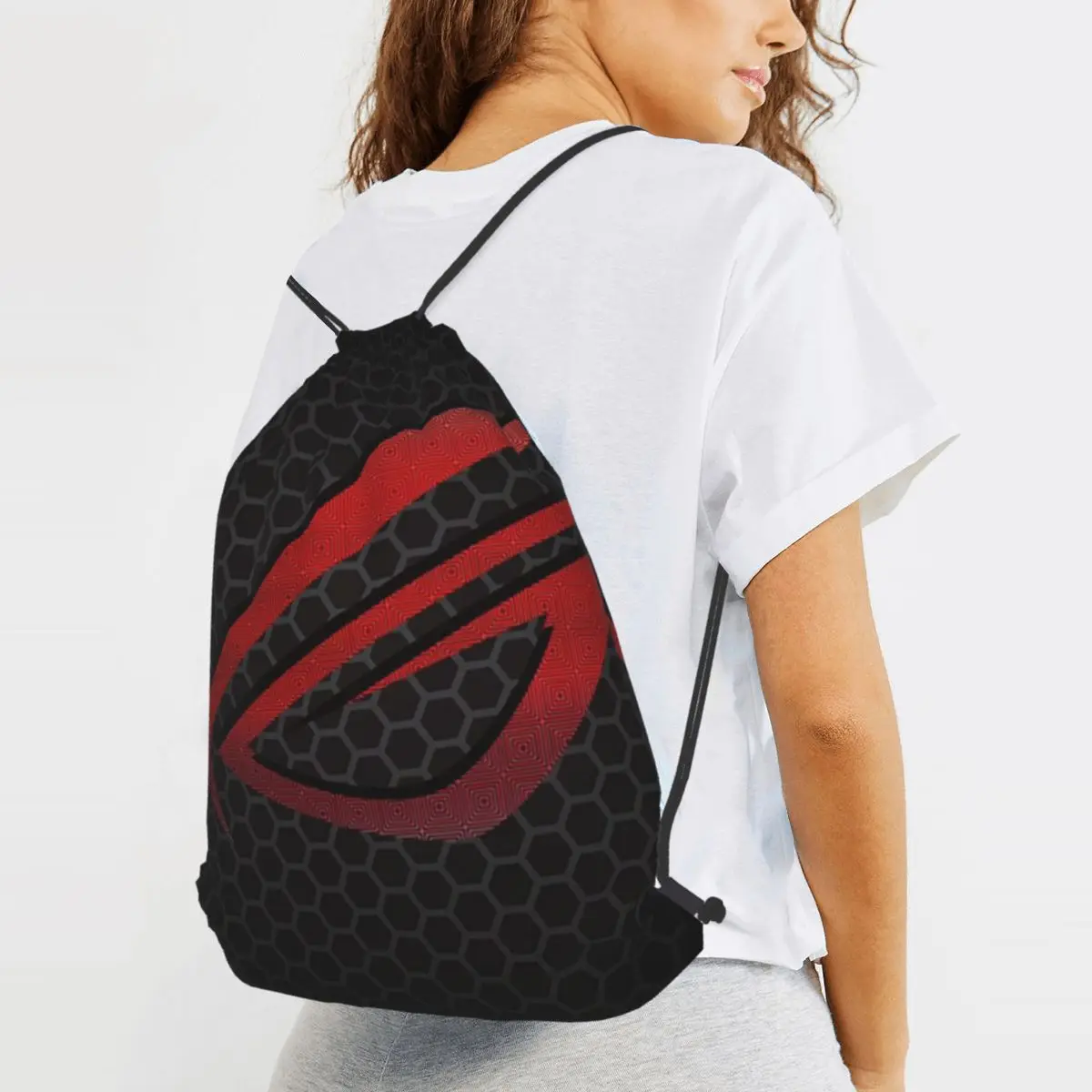 Asus Rog Future Hexagon Backpacks Fashion Drawstring Bags Shoes Bag Book Bags for Man Woman Students