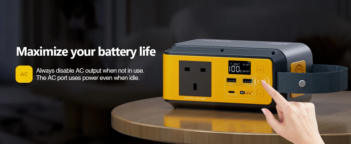 Tragbare Powerstation 88.8Wh LiFePO4 | 100W AC Ausgang | PD65W USB‑C | Camping Notstromversorgung – Detail 4