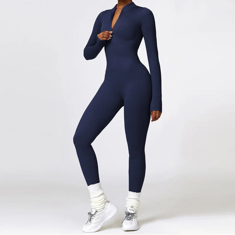 Autumn Long Sleeved Sports Set Women Gym Jumpsuit One-Piece Yoga Clothes Sportswear Bodycon Workout  Jumpsuits Women Outfits