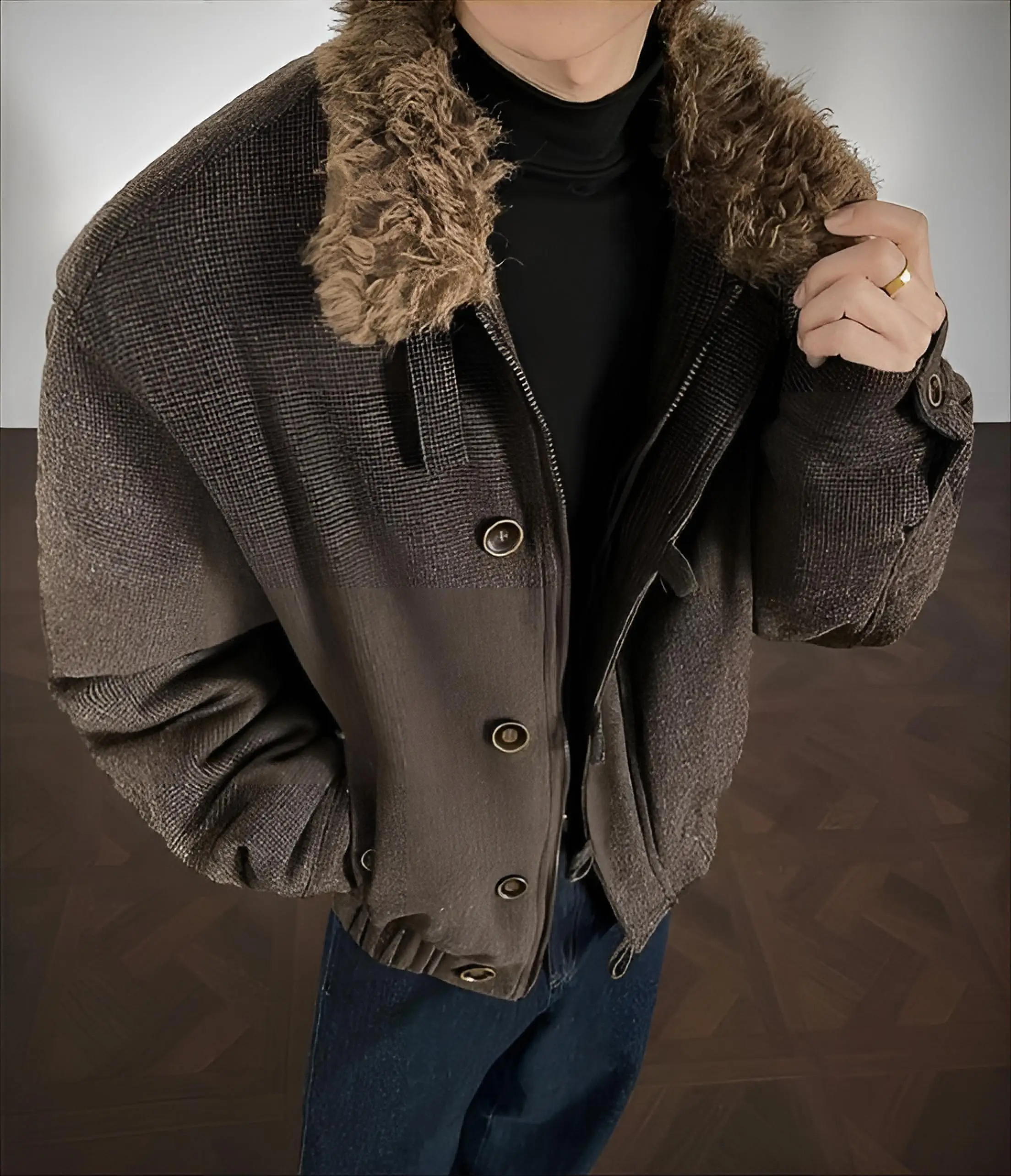 

Мужская куртка из смесовой шерсти в корейском стиле, приталенная, средней длины, в стиле сафари, байкерская, с простым дизайном, со спущенным плечом, в стиле преппи, повседневная, хлопковая, в стиле бойфренд.