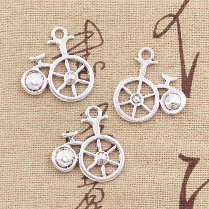 15pcs Charms Bike Bicycle 26x25mm Antique Silver Color Pendants DIY Crafts Making Findings Handmade Tibetan Jewelry