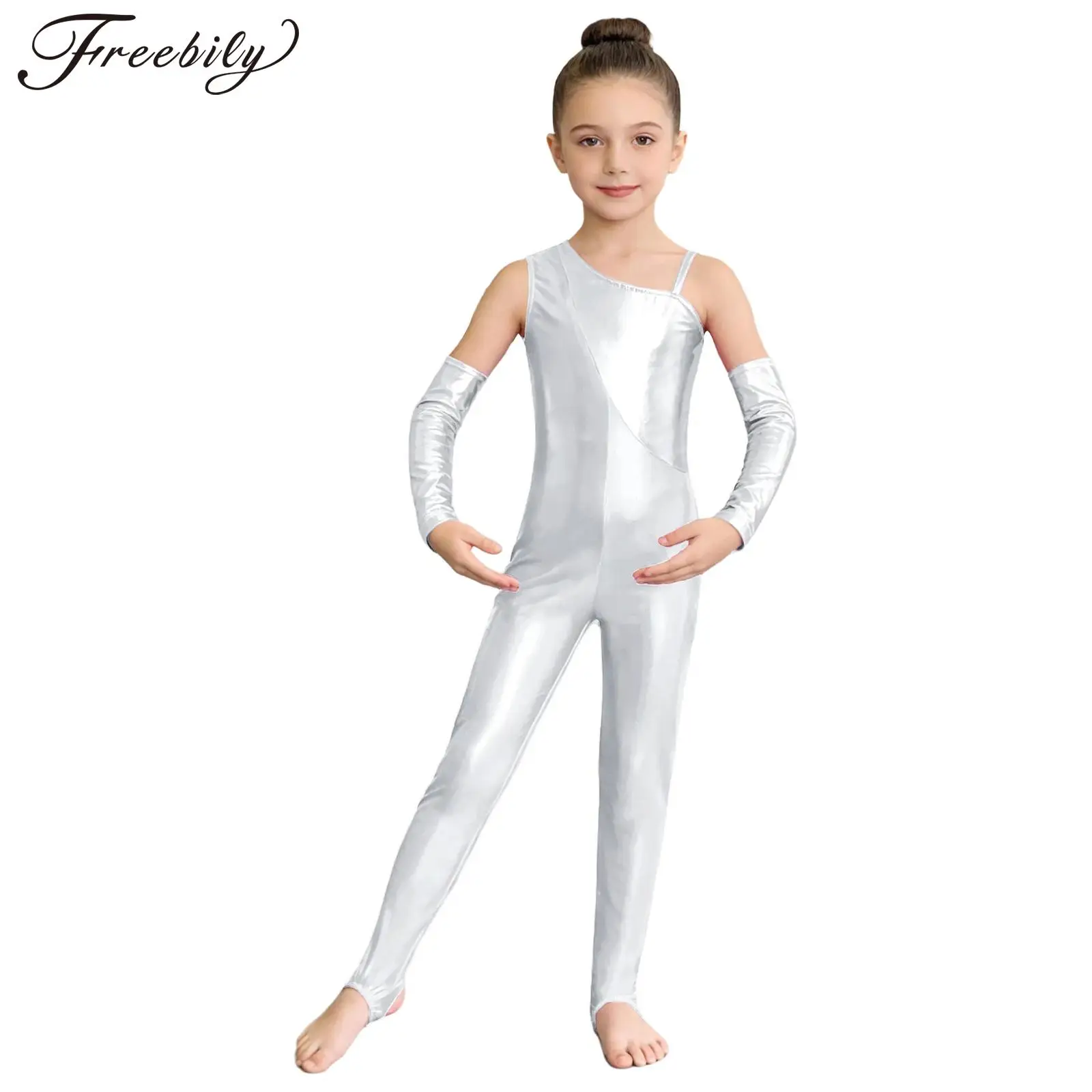 

Детский металлический комбинезон для джазовых и лирических танцев, гимнастический боди, купальник, костюм для фигурного катания, сценический костюм для мальчиков и девочек