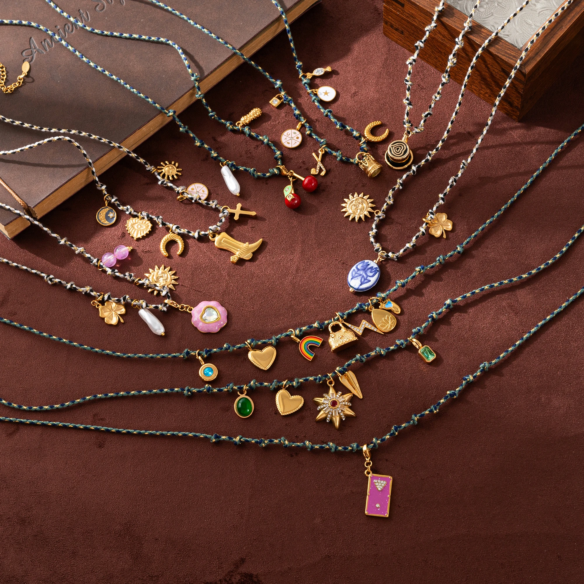 

Ins Fashion Trend Pearl Flower Love Coffee Cup Multi Pendant Necklace Women's Stylish Jewelry Accessory