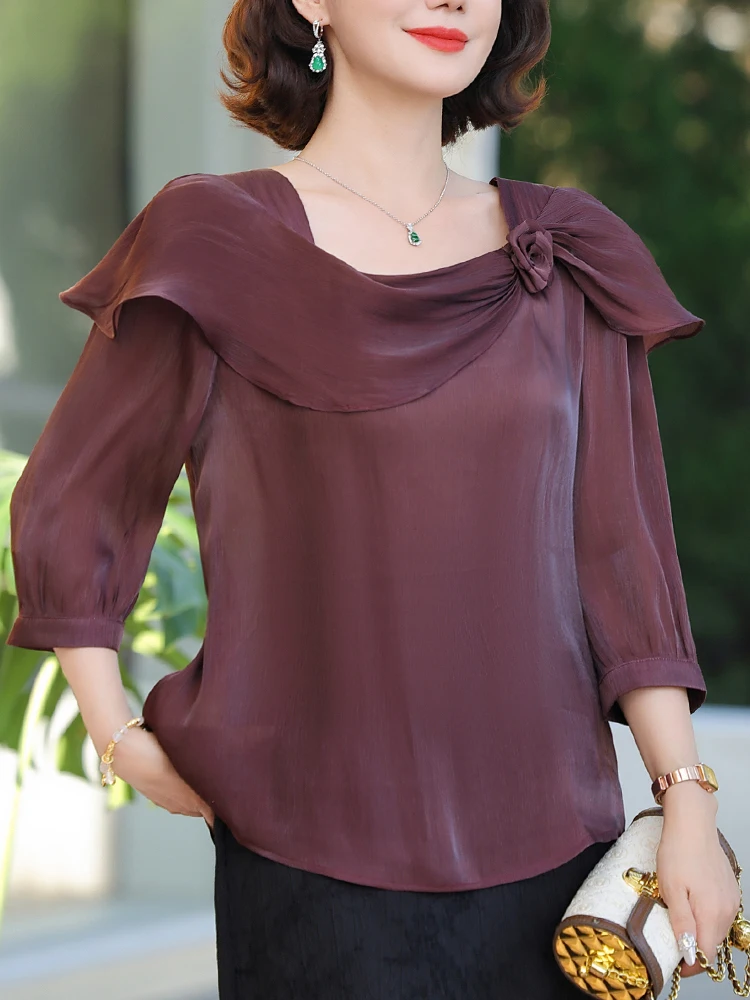 

Half Sleeve Blouse 2025 New Summer Woman Clothing Solid Ol Blusas Para Mujer Top Casual Loose Blouses For Women