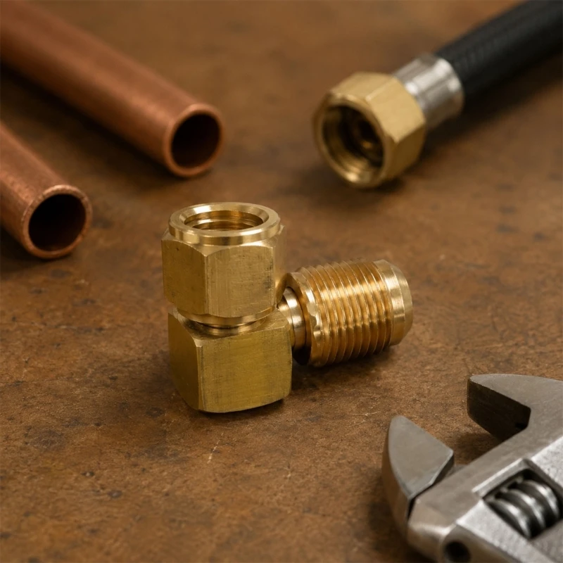 Brass 3/8 Female x Male Elbow Adapter, Pipe Fitting 90 Degrees Elbow Connector Replacement for Pipe Direction D2RD