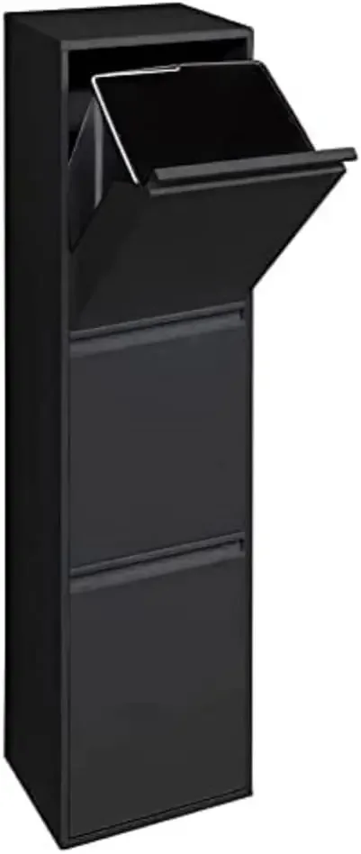 Arregui Basic CR306-B Cubo Basura y Reciclaje Acero 3 Compartimentos |   3x17L (51L) |   Cubos Basura Cocina |   Contiene