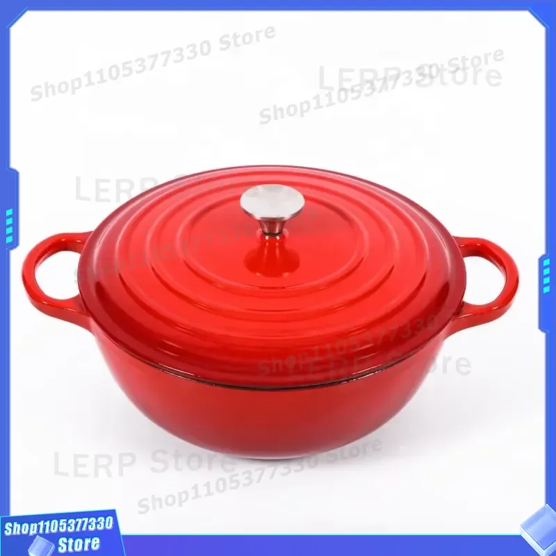 26cm Classic European Enamel Cast Iron Casserole Eco Friendly Cookware Pot Durable Kitchen Stew Pan for Induction Gas Stove