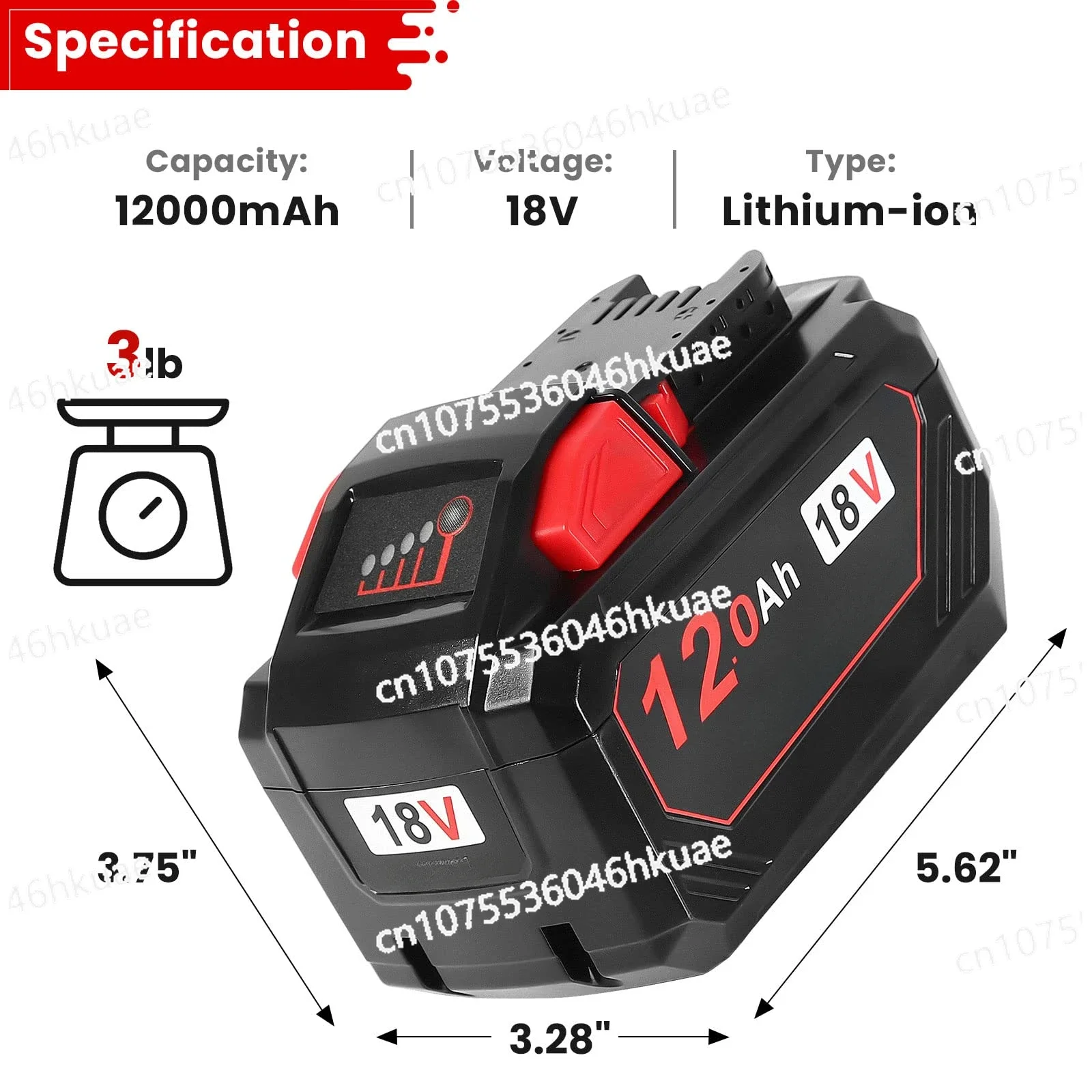 M18 Rechargeable Li-Ion Battery 18V 7.0/8 0/9.0/12Ah Replacement Milwaukee Cordless Tool