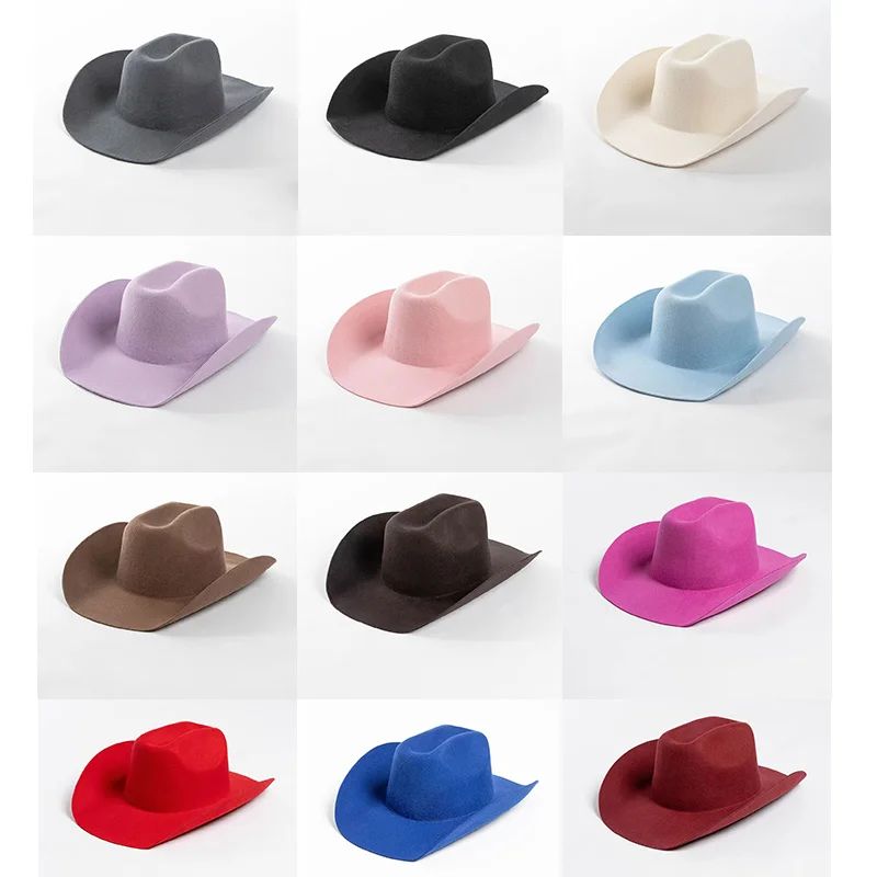 

wool Western cowboy hat for men women solid cowboy hat for women wide brim fashion roll brim felt special cowboy hat spring