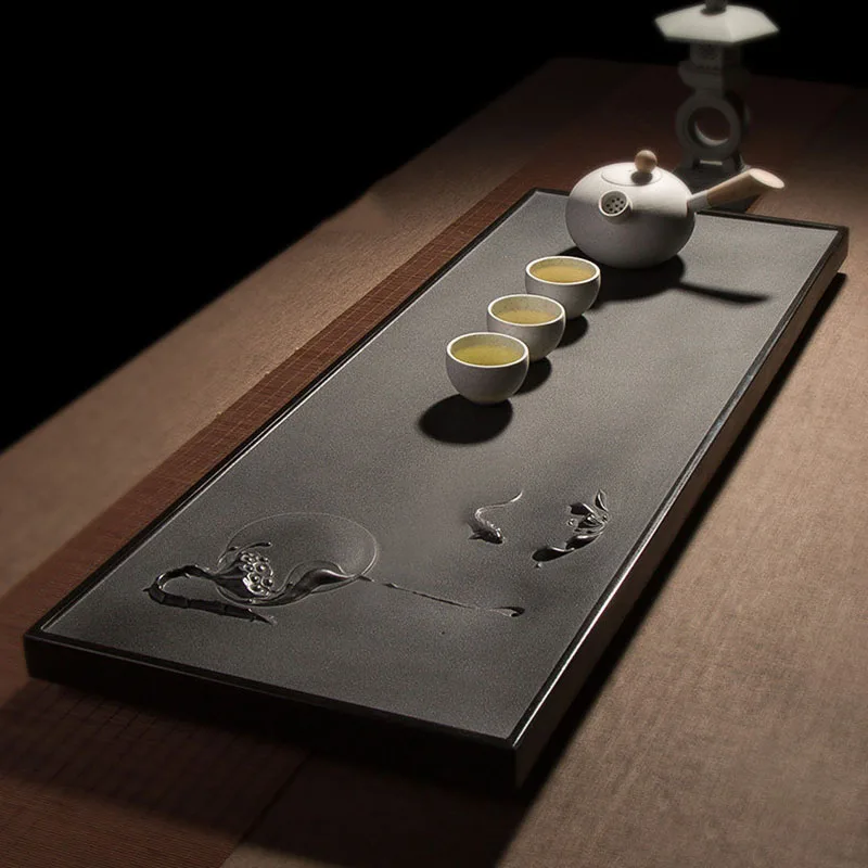 Stone Coasters Tea Tray Office Ceremony Rectangle Hospitality Serving Tea Tray Accessories Chinese Bandejas Home Decorationgs