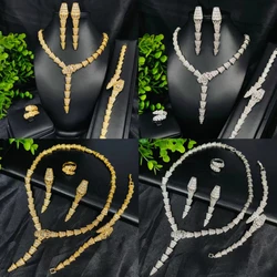 Nigeria 4pcs Bridal Zirconia Jewelry Sets For Women Party, Luxury Dubai Nigeria CZ Crystal Wedding Jewelry Sets