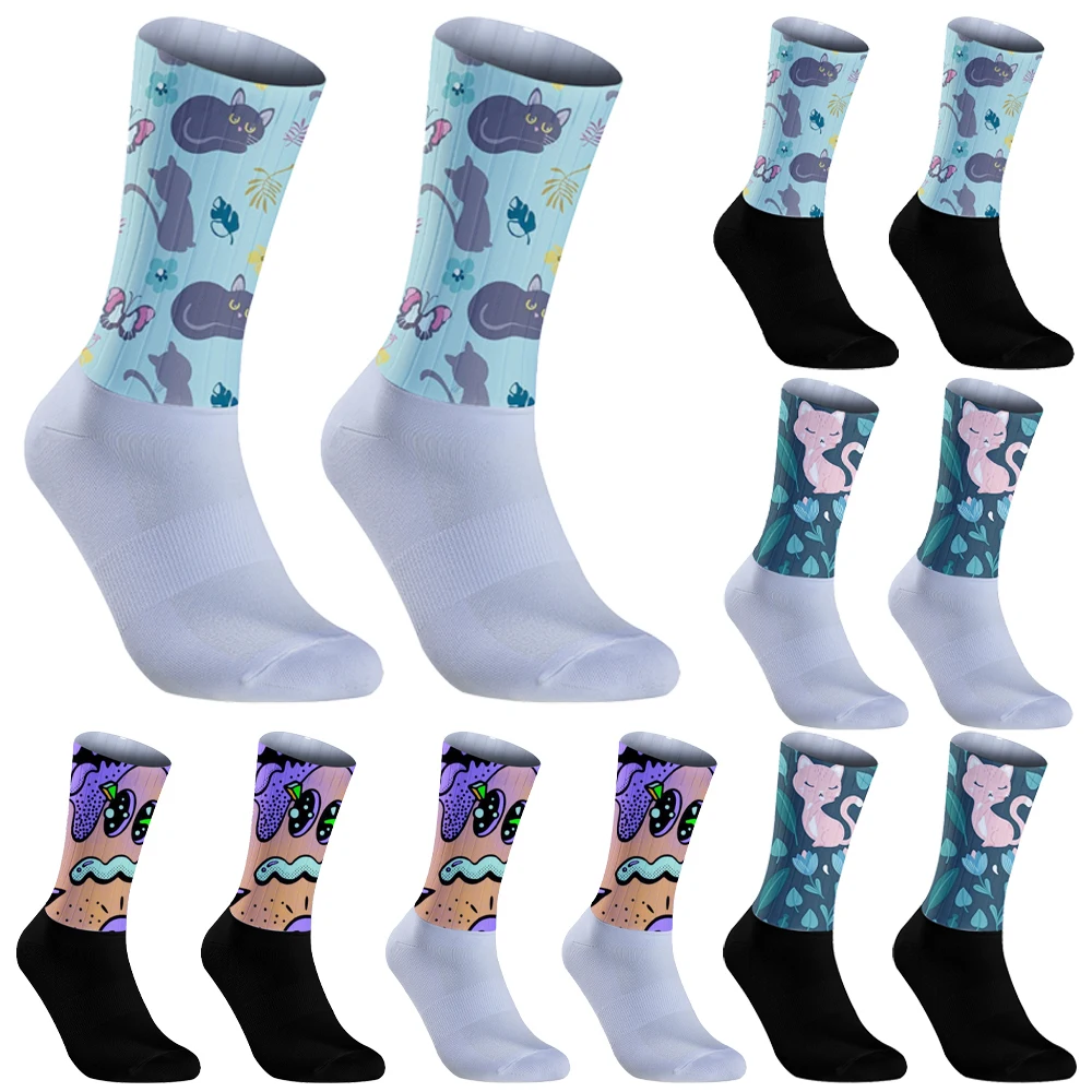 New High-tech bicycle socks compressed bicycle outdoor running socks Anti slip silicone cycling socks integrated