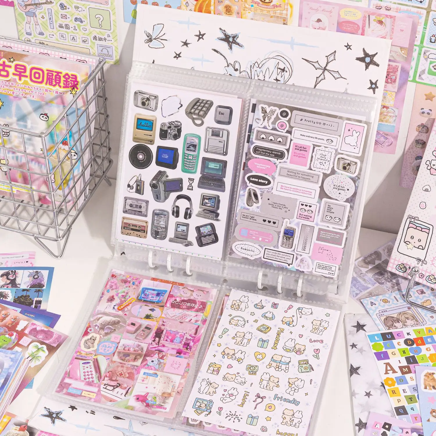 50pcs/1lot kawaii Stationery Sticker Cute Supply Station junk journal Decorative Scrapbooking DIY Craft Sticker