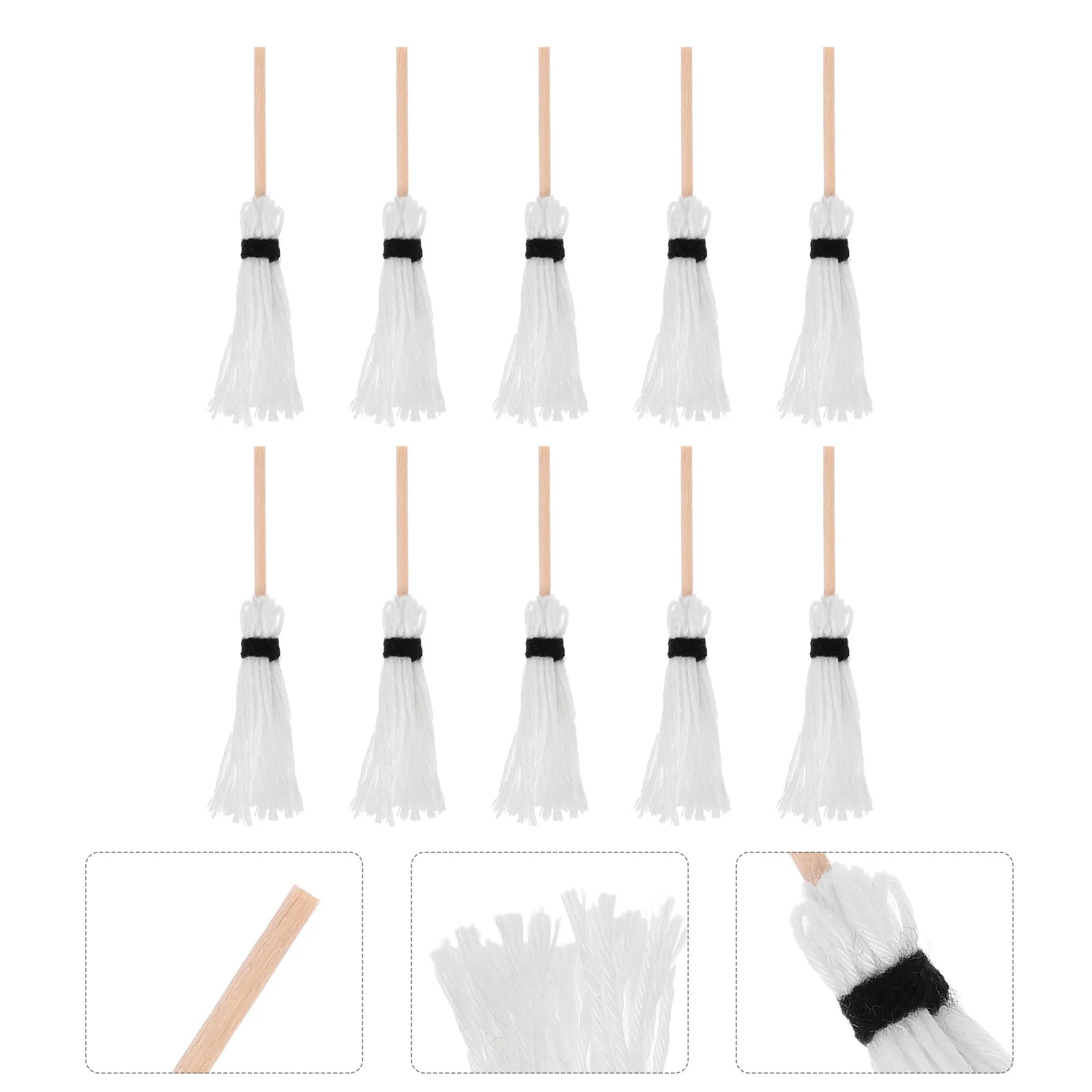 10 Pcs Mini Mop Halloween Broom Broomstick Miniature Wizard Decor Small Miniatures