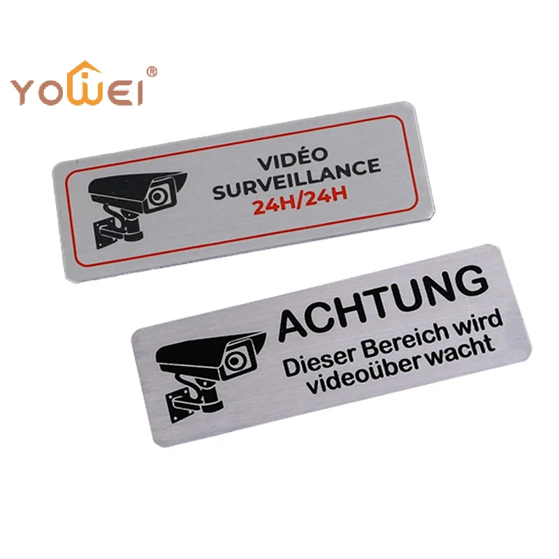 Latest 1pcs Aluminum Watch Video Surveillance Warning Sign Private Camera Surveillancewith Sticker With Tape