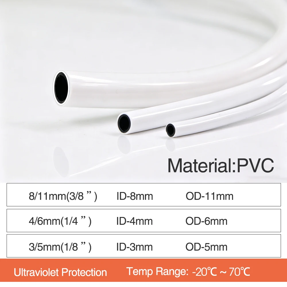 10-80M 3/5mm 4/6mm 8/11mm Garden PVC Hose 1/8