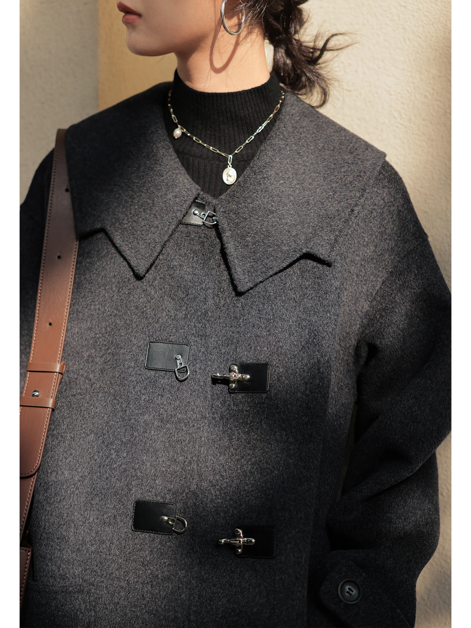 

MELLIIY двустороннее шерстяное пальто в стиле ретро, женское пальто средней длины из овчины на пуговицах, винтажное пальто с длинными рукавами