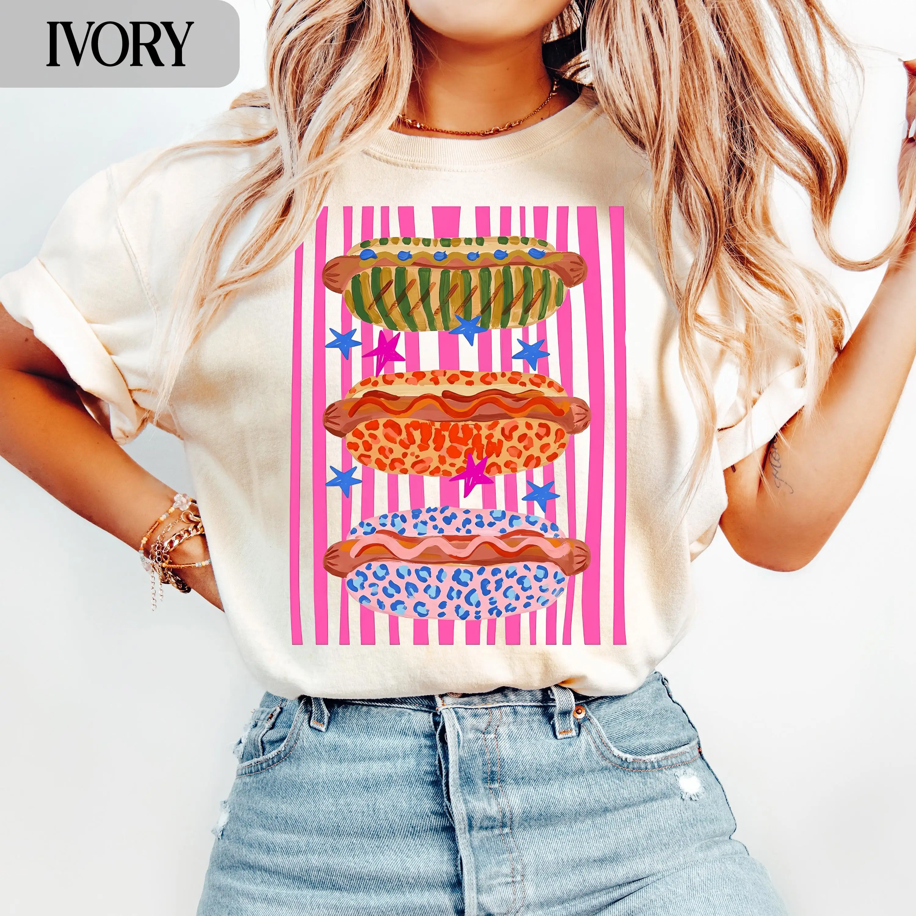 Hot Dog T-Shirt, Summer Y2K Pop Art Tshirt T-shirt