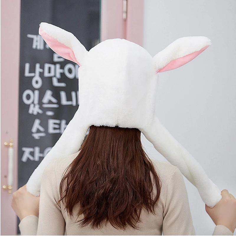 Cute Bunny Hat With Moving Ears Cartoon Bunny Ears Beanie Hat Sweet Plush Airbag Cap Party Costume Birthday Gift Toy Bunny Hats