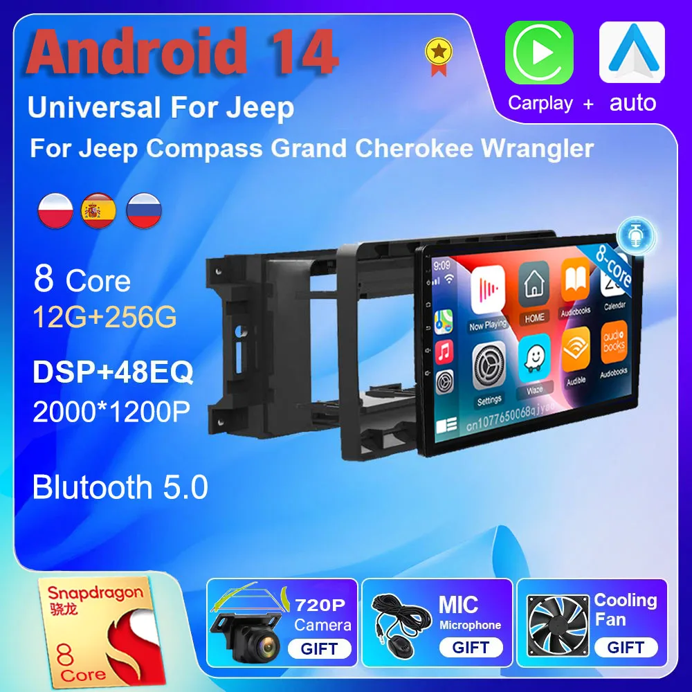 

Android 14 wifi+4G Car Radio for Jeep Compass Grand Cherokee Wrangler Chrysler Sebring Town Country Dodge Charger GPS Multimedia