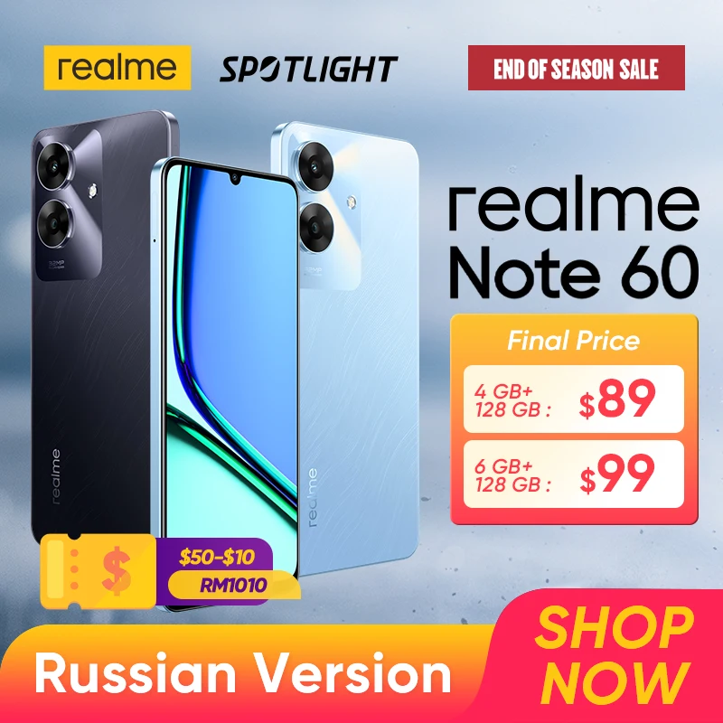 [New Arrival] realme Note 60 Smartphone 32MP Camera 6.74'' 90Hz Display 5000mAh Battery 128GB IP64 Powerful Octa-core Chipset