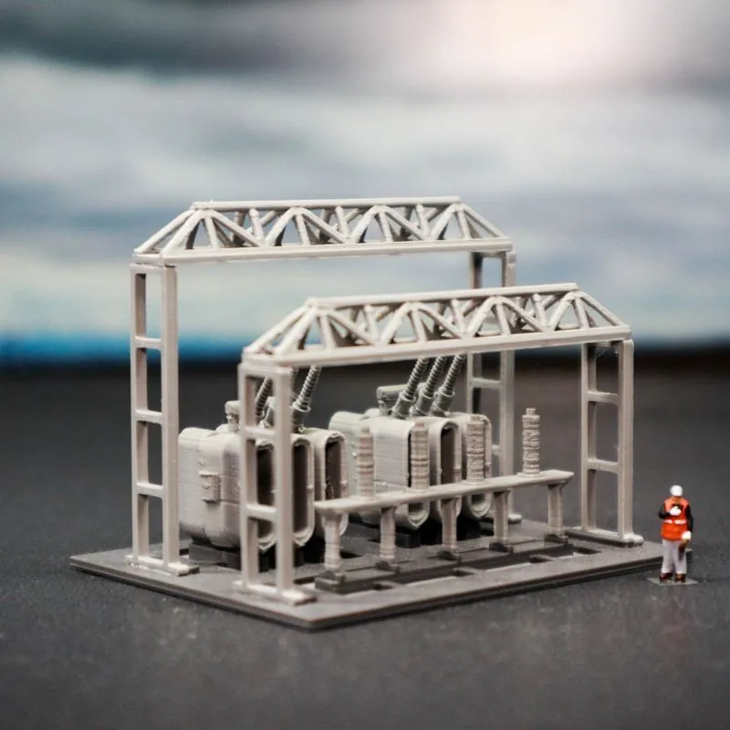 

N Scale Diorama Power Substation Model Industrial Building Railway Layout Accessories Electrical Substation Transformer Kit