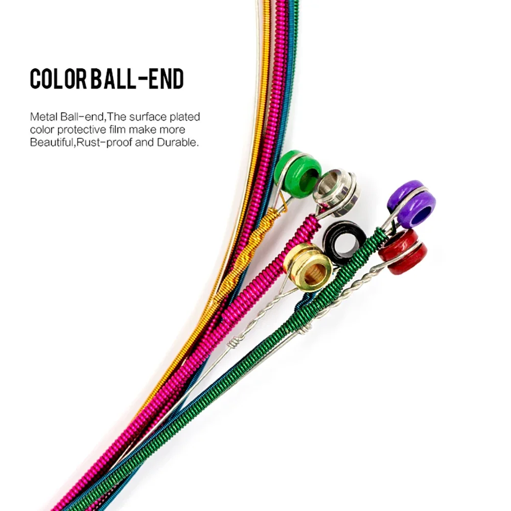 Orphee Q160C Seri Warna Senar Gitar Akustik Warna-warni Perunggu Luka Senar Akustik Set 1st-6th Cahaya Normal 011-052