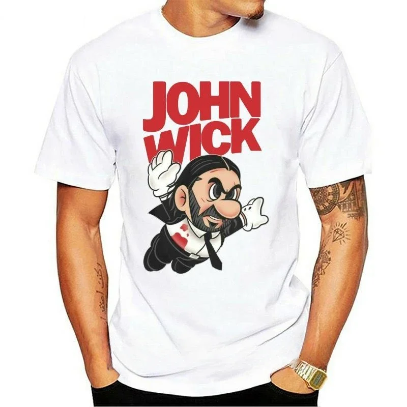 

2024 летняя винтажная хлопковая футболка, футболка с принтом манги, Мужская футболка, футболка с принтом Джона фитиля, Супер Мари, растушевка, Френка,