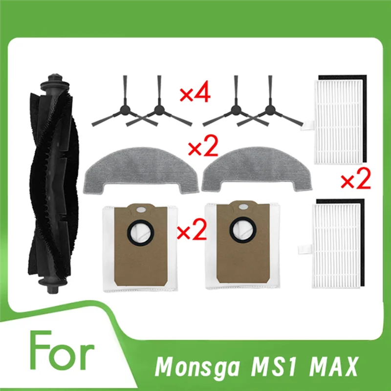 ABUD-メインブラシダストバッグサイドブラシモップ布 MONSGA MS1 MAX ロボット掃除機アクセサリー