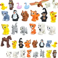 MOC Animal Building Blocks Small Particle Scene Tiger Sheep Duck Horse Whales Model Educationa Zoo Assembled Gift DIY Bricks Toy