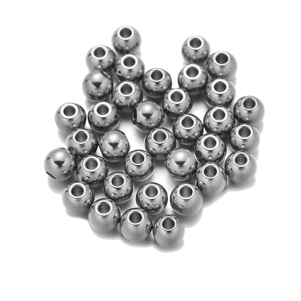 50pcs 2-10mm 304 Stainless Steel Beads Smooth Round Metal Spacer Beads Loose Beads for Bracelet Necklace Jewelry Making DIY