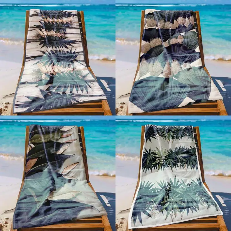 

Tropical Leaves Beach Towel Patterned Sunscreen And Windproof Suitable For Swimming Pool Camping Travel Blanket