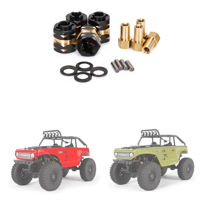 A63T-12X Brass Extended Wheel Hub Spacer Adapter Axle Counter Weight For Axial SCX24 Gladiator JLU Bronco Deadbolt C10