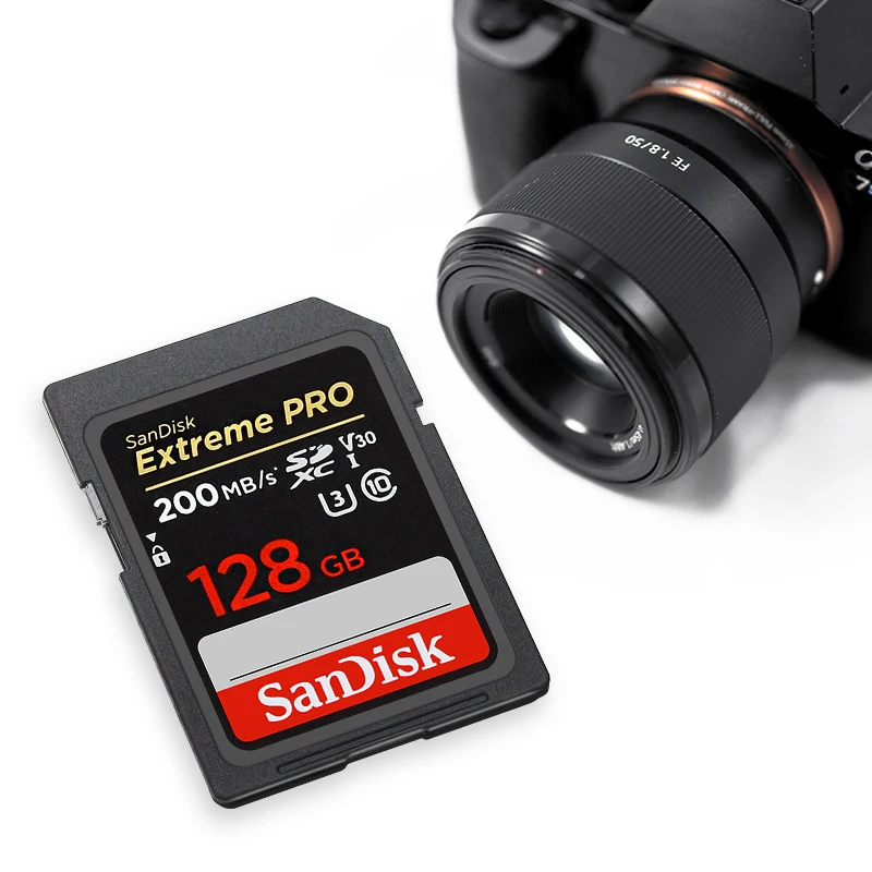 SanDisk V30 SD Card for Camera Up to 200Mb/s SDXC Memory Card 128GB 256GB 64GB 32GB U3 C10 Flash UHS-I Camera Card 100% Original