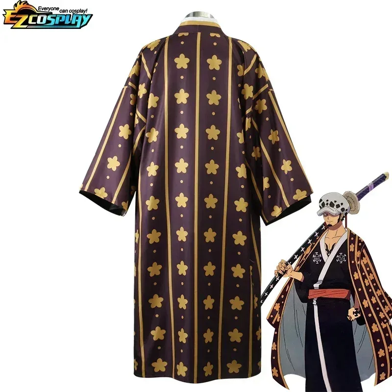 Trafalgar Law Cosplay Costume Anime One Piece Wano Country Law Kimono Uniform Full Set Halloween Carnival Party Suit Man
