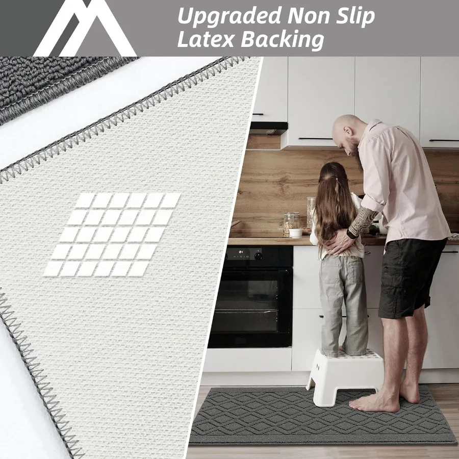سجاد المطبخ الناعم للاستخدام المنزلي مع قاعدة مضادة للانزلاق وميزات قابلة للغسل في الغسالة مثالية لتعزيز أسطح المطبخ الرطبة أو الجافة
