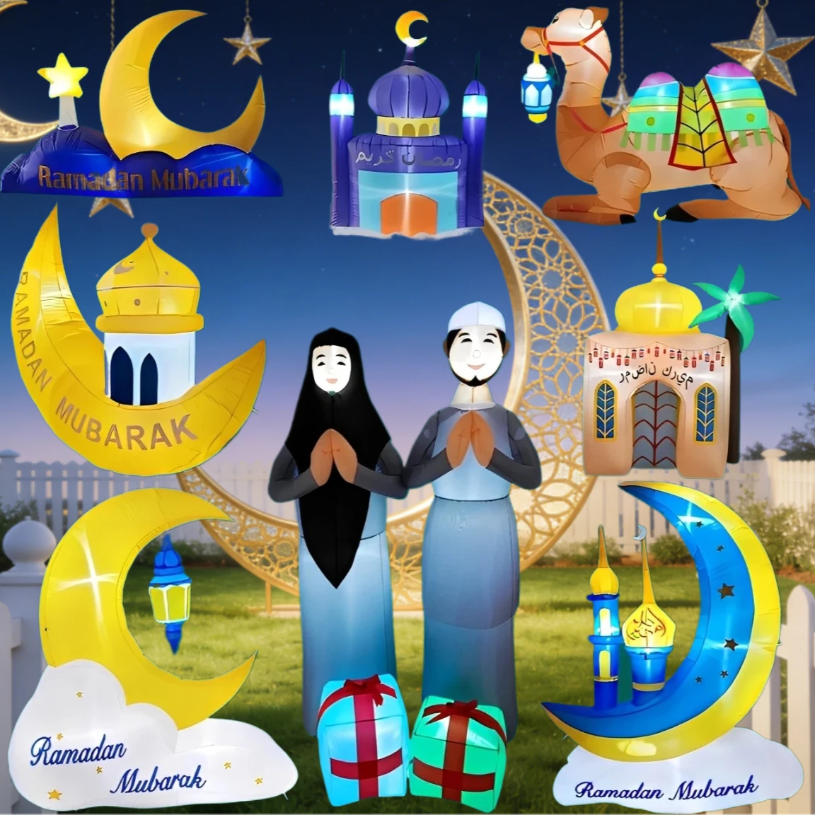 

Рамадан Ид Мубарак надувные украшения со светодиодной подсветкой мусульманский исламский праздник DIY товары для вечеринок открытый двор орнамент