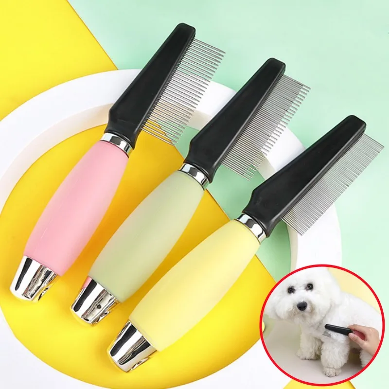 Dog Comb Pet Hair Remover Massage Cat Brush Silicone Handle Combs for Cats Hair Knot Opening Dog Grooming Brush Pets Acessorios