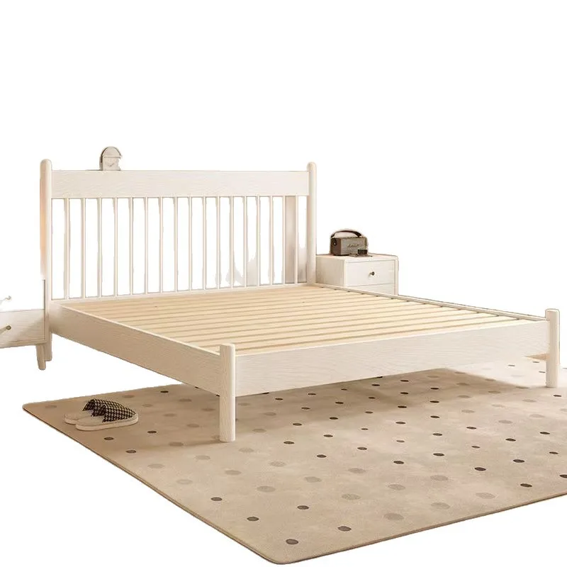 Beech wood windsor bed, white solid wood 1.8m double bed, internet-famous princess bed 1.5m, rental room 1m single bed